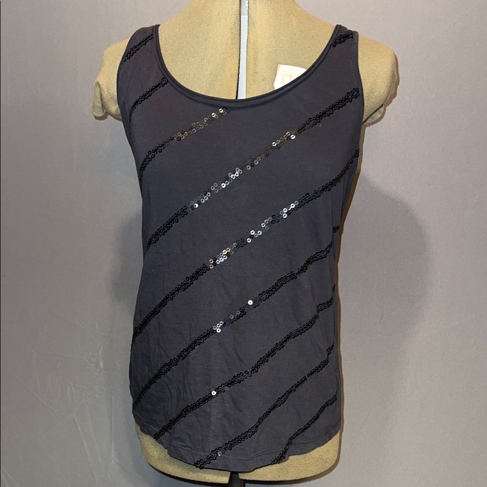 Old Navy Charcoal Sequin Tank Top